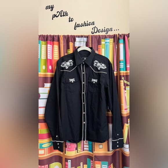 Other - Black Embroidered Western Shirt